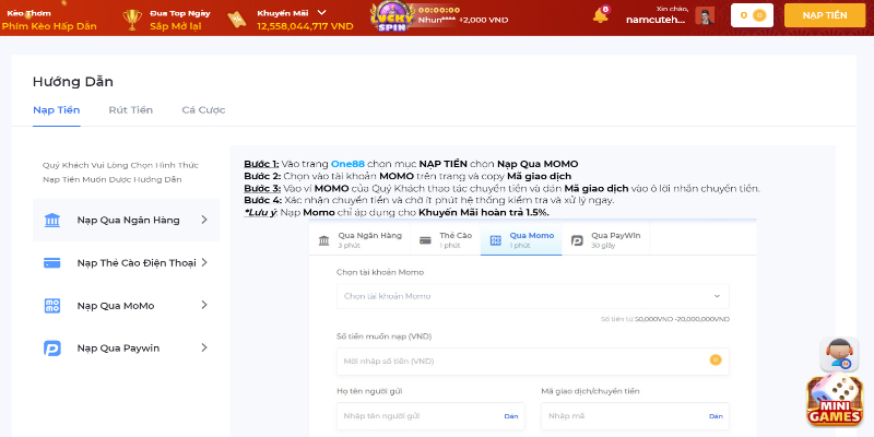 Những trường hợp không thể nạp tiền vào tài khoản ONE88
